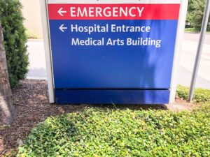 A sign for the Emergency Department